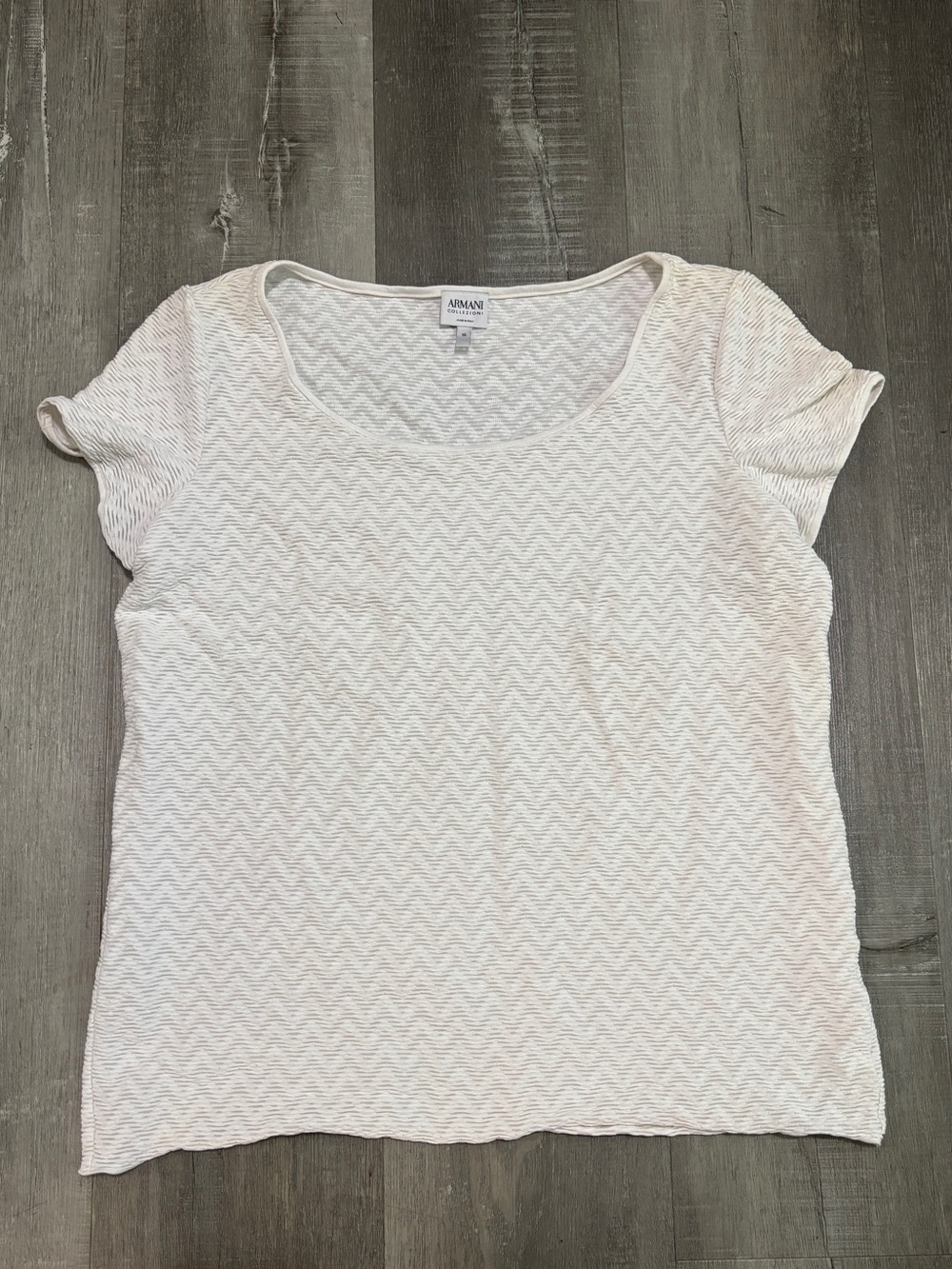 Armani Collezioni White Chevron Scoop Neck Short Sleeve Tee